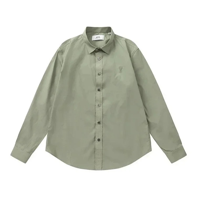 Trendy brand Am small love embroidered shirt casual loose versatile versatile couple style Amy cotton long-sleeved top
