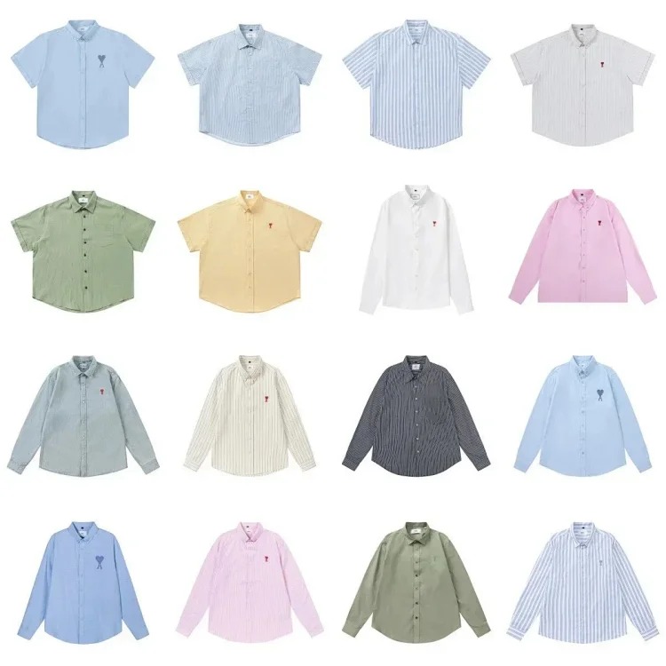 Trendy brand Am small love embroidered shirt casual loose versatile versatile couple style Amy cotton long-sleeved top
