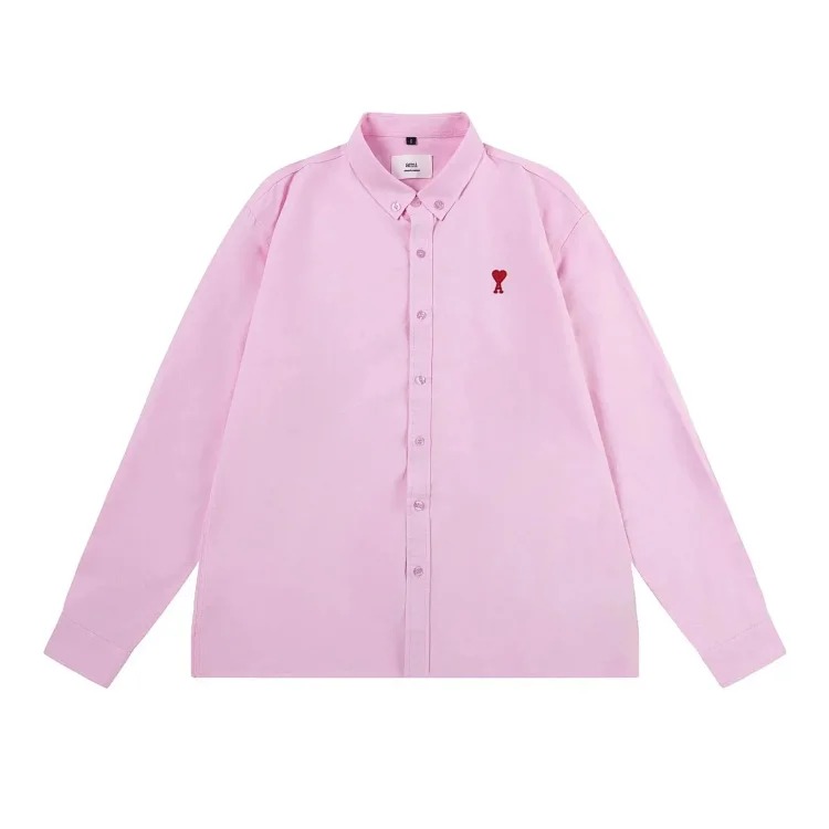 Trendy brand Am small love embroidered shirt casual loose versatile versatile couple style Amy cotton long-sleeved top