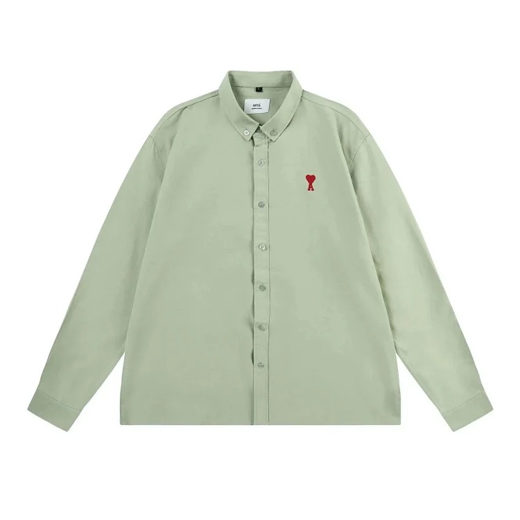 Trendy brand Am small love embroidered shirt casual loose versatile versatile couple style Amy cotton long-sleeved top