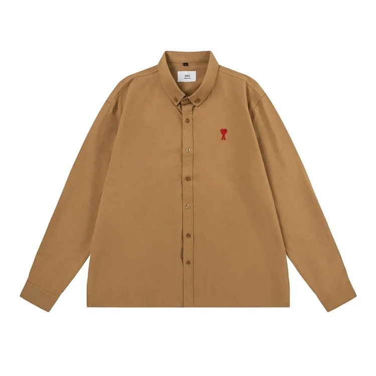 Trendy brand Am small love embroidered shirt casual loose versatile versatile couple style Amy cotton long-sleeved top