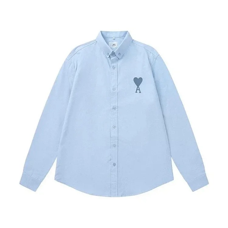 Trendy brand Am small love embroidered shirt casual loose versatile versatile couple style Amy cotton long-sleeved top