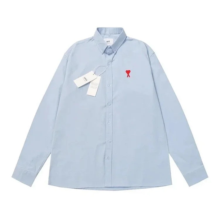Trendy brand Am small love embroidered shirt casual loose versatile versatile couple style Amy cotton long-sleeved top