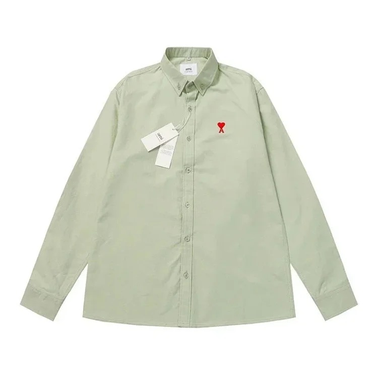 Trendy brand Am small love embroidered shirt casual loose versatile versatile couple style Amy cotton long-sleeved top