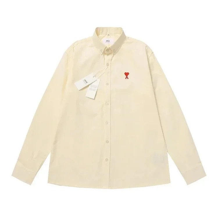 Trendy brand Am small love embroidered shirt casual loose versatile versatile couple style Amy cotton long-sleeved top