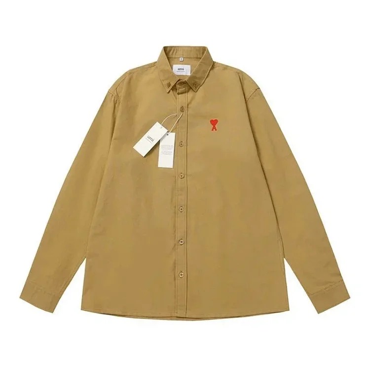 Trendy brand Am small love embroidered shirt casual loose versatile versatile couple style Amy cotton long-sleeved top