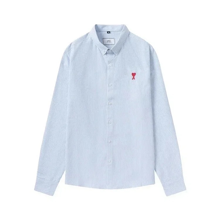 Trendy brand Am small love embroidered shirt casual loose versatile versatile couple style Amy cotton long-sleeved top