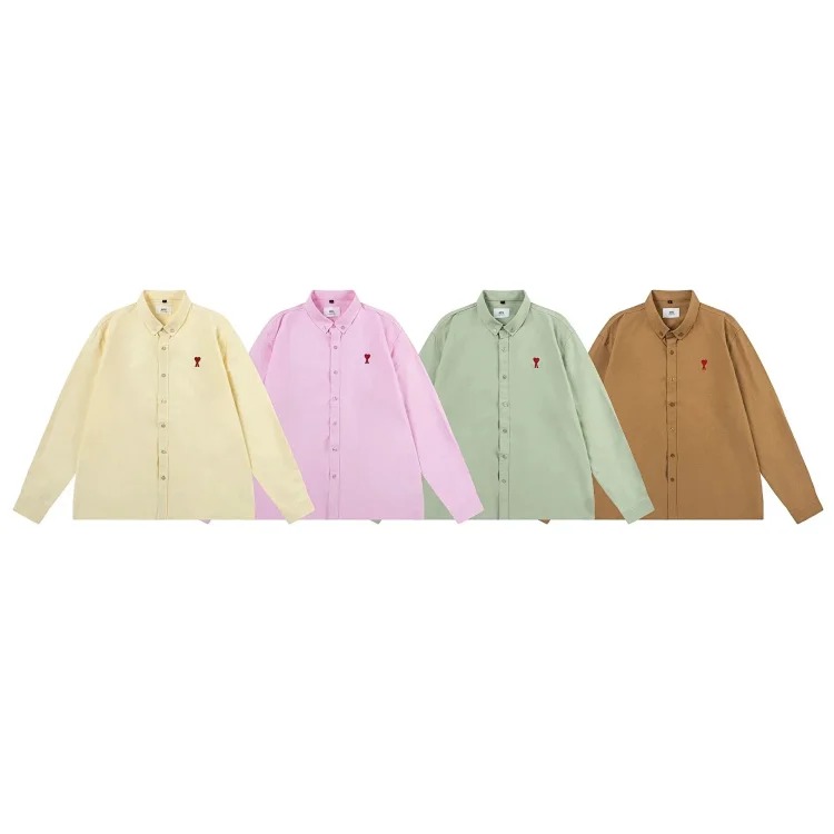 Trendy brand Am small love embroidered shirt casual loose versatile versatile couple style Amy cotton long-sleeved top