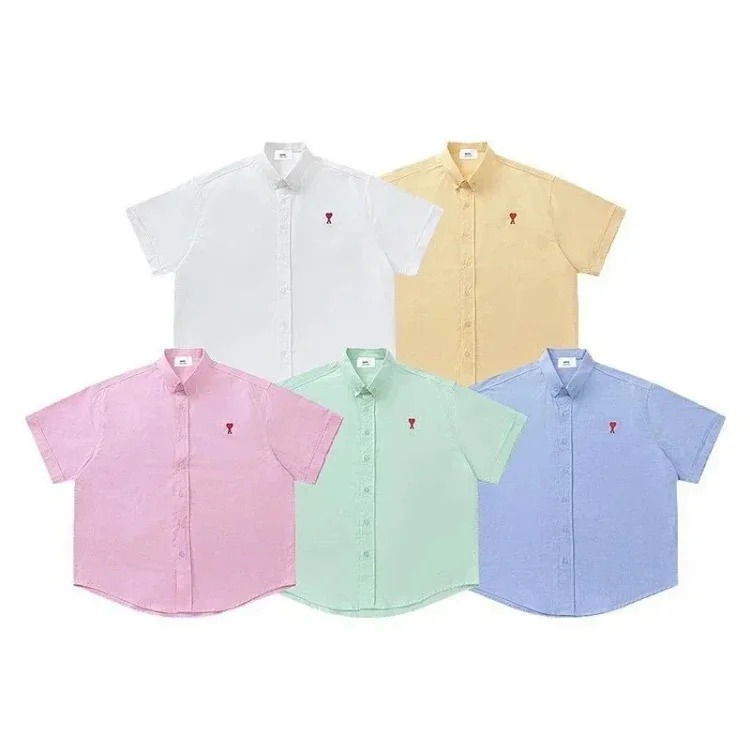 Trendy brand Am small love embroidered shirt casual loose versatile versatile couple style Amy cotton long-sleeved top