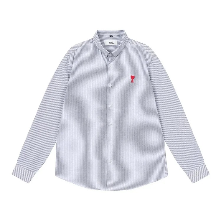 Trendy brand Am small love embroidered shirt casual loose versatile versatile couple style Amy cotton long-sleeved top