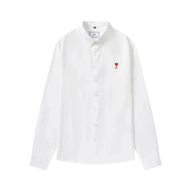 Trendy brand Am small love embroidered shirt casual loose versatile versatile couple style Amy cotton long-sleeved top