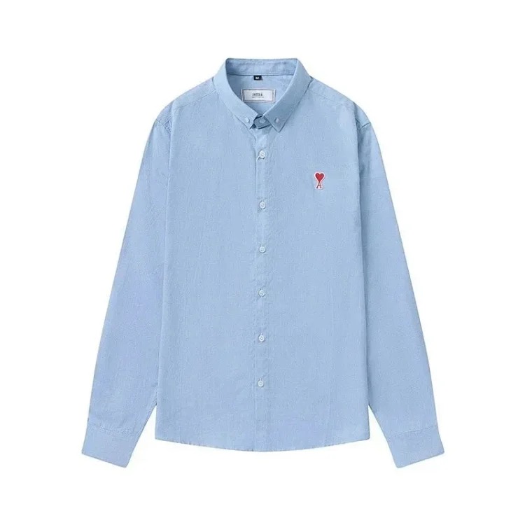 Trendy brand Am small love embroidered shirt casual loose versatile versatile couple style Amy cotton long-sleeved top