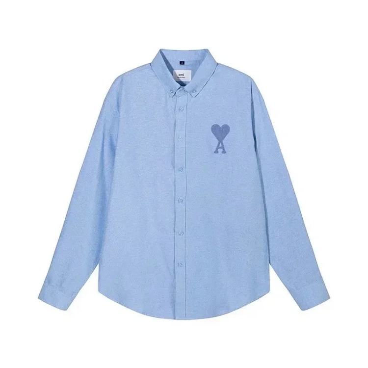 Trendy brand Am small love embroidered shirt casual loose versatile versatile couple style Amy cotton long-sleeved top