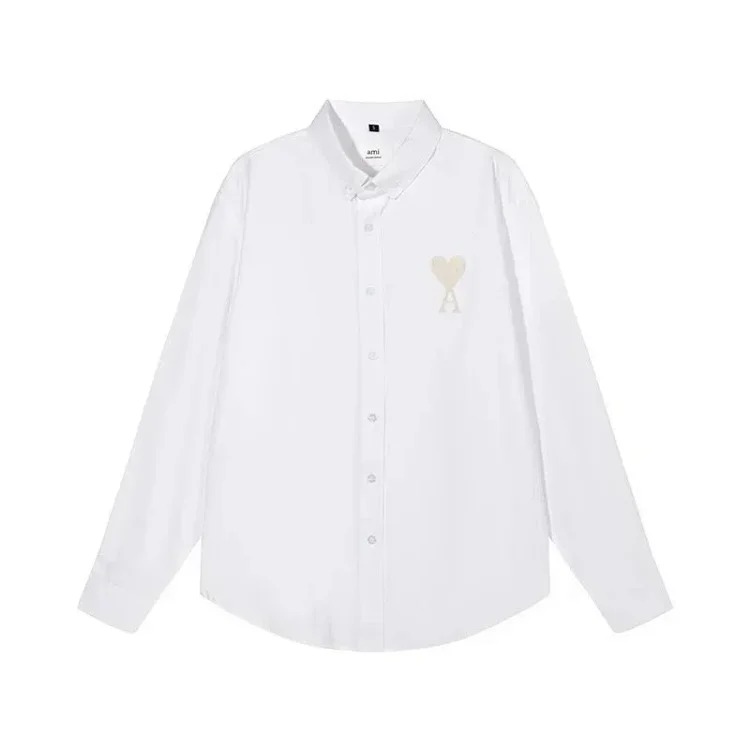 Trendy brand Am small love embroidered shirt casual loose versatile versatile couple style Amy cotton long-sleeved top