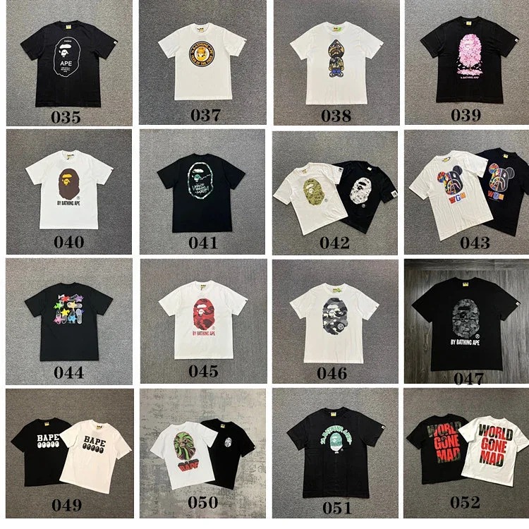 38 Japanese cartoon ape-man high-definition printed short-sleeved male and female couples celebrity style casual high-street Harajuku style short-sleeved