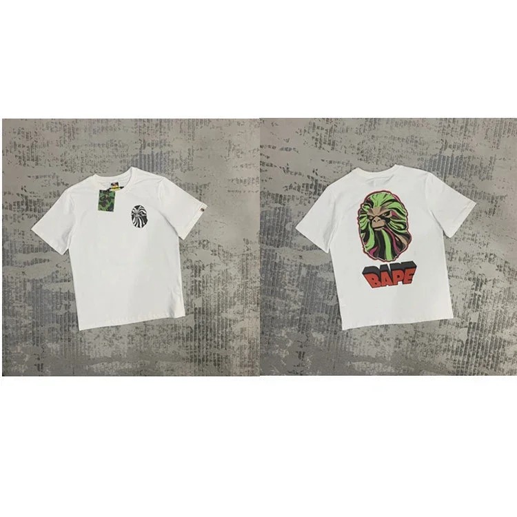 38 Japanese cartoon ape-man high-definition printed short-sleeved male and female couples celebrity style casual high-street Harajuku style short-sleeved