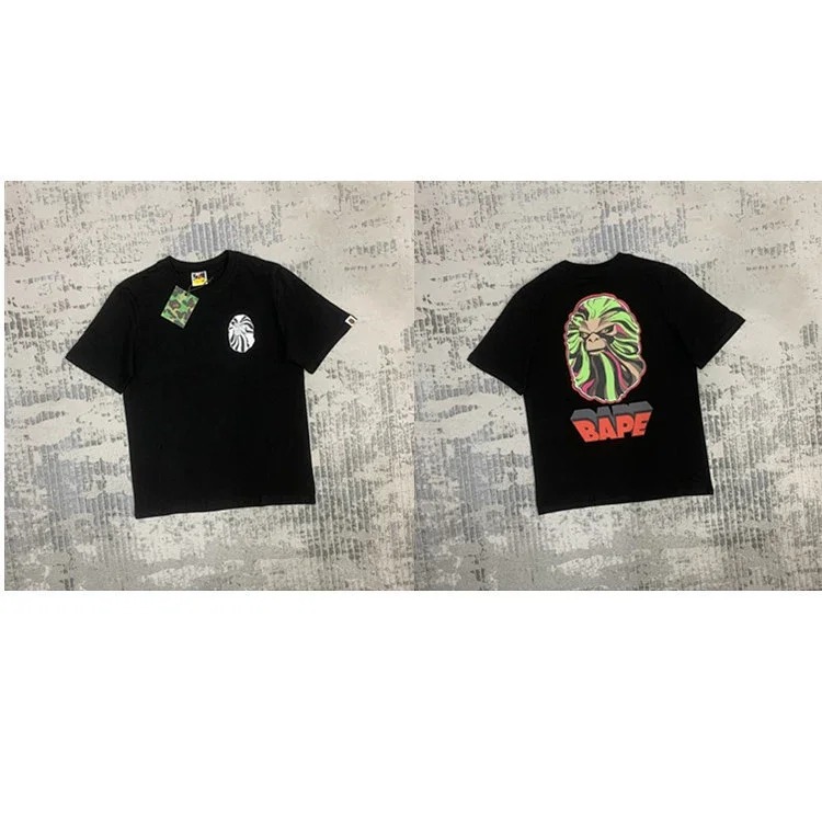 38 Japanese cartoon ape-man high-definition printed short-sleeved male and female couples celebrity style casual high-street Harajuku style short-sleeved