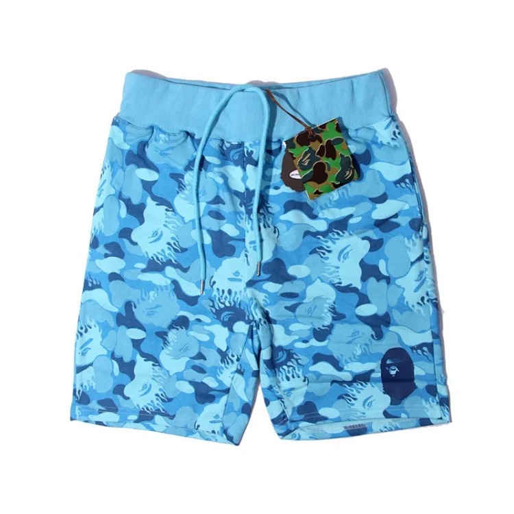 Bape camouflage youth casual shorts mid-pants men's and women's pure cotton luminous beach and sweatpants