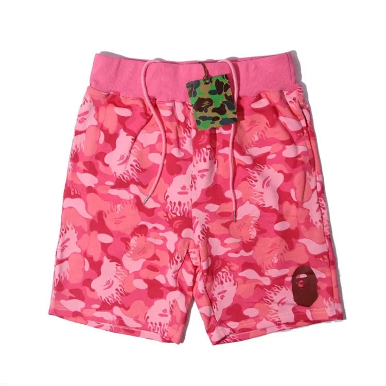 Bape camouflage youth casual shorts mid-pants men's and women's pure cotton luminous beach and sweatpants