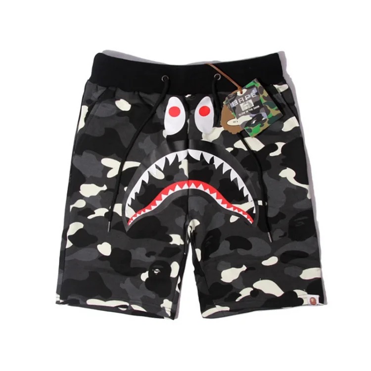 Bape camouflage youth casual shorts mid-pants men's and women's pure cotton luminous beach and sweatpants