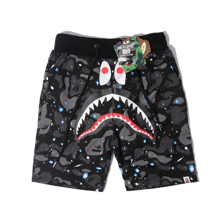 Bape camouflage youth casual shorts mid-pants men's and women's pure cotton luminous beach and sweatpants
