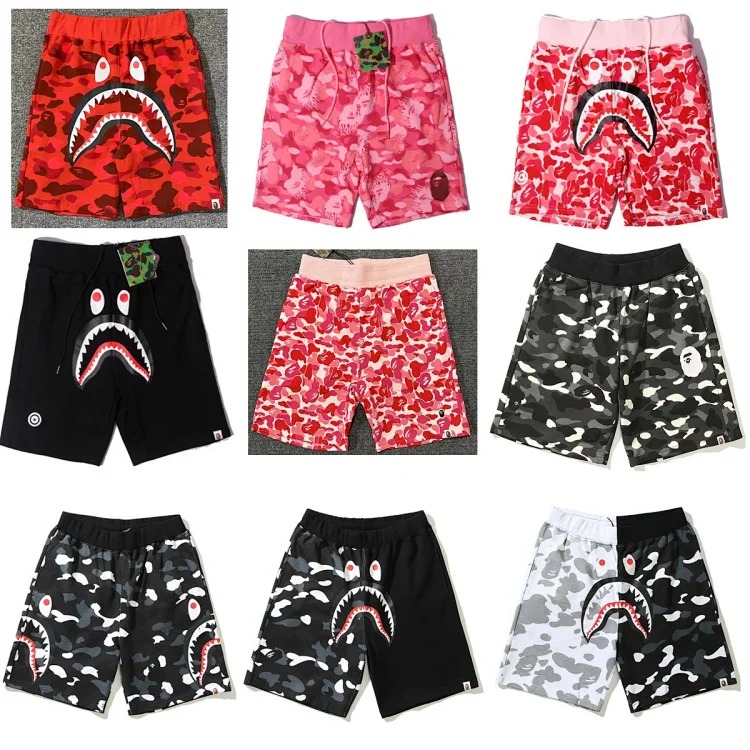 Bape camouflage youth casual shorts mid-pants men's and women's pure cotton luminous beach and sweatpants
