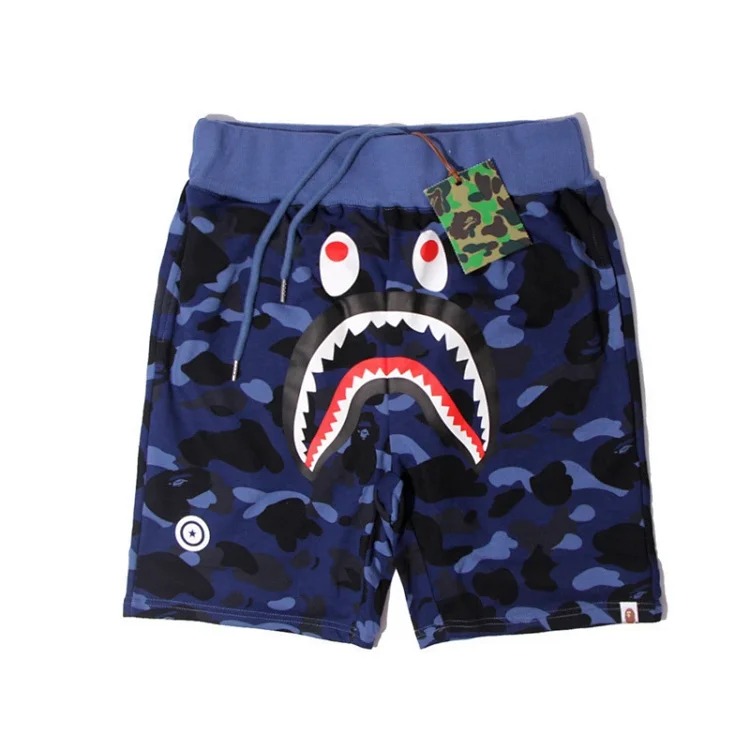 Bape camouflage youth casual shorts mid-pants men's and women's pure cotton luminous beach and sweatpants