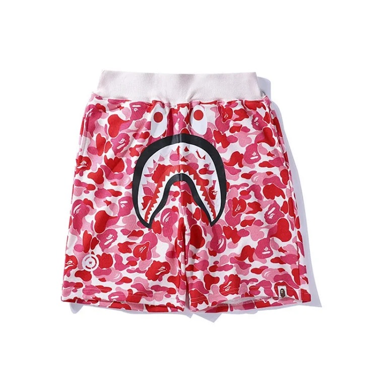 Bape camouflage youth casual shorts mid-pants men's and women's pure cotton luminous beach and sweatpants