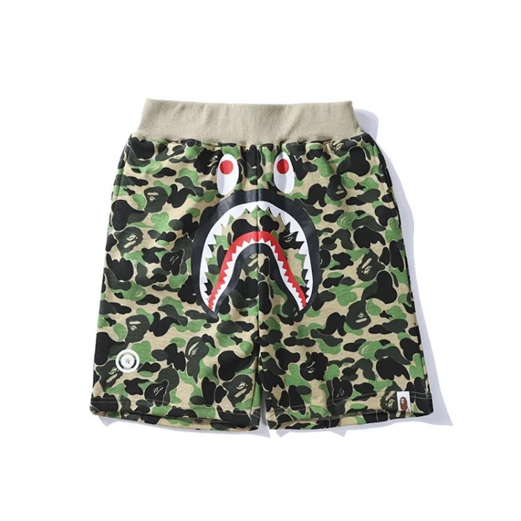 Bape camouflage youth casual shorts mid-pants men's and women's pure cotton luminous beach and sweatpants