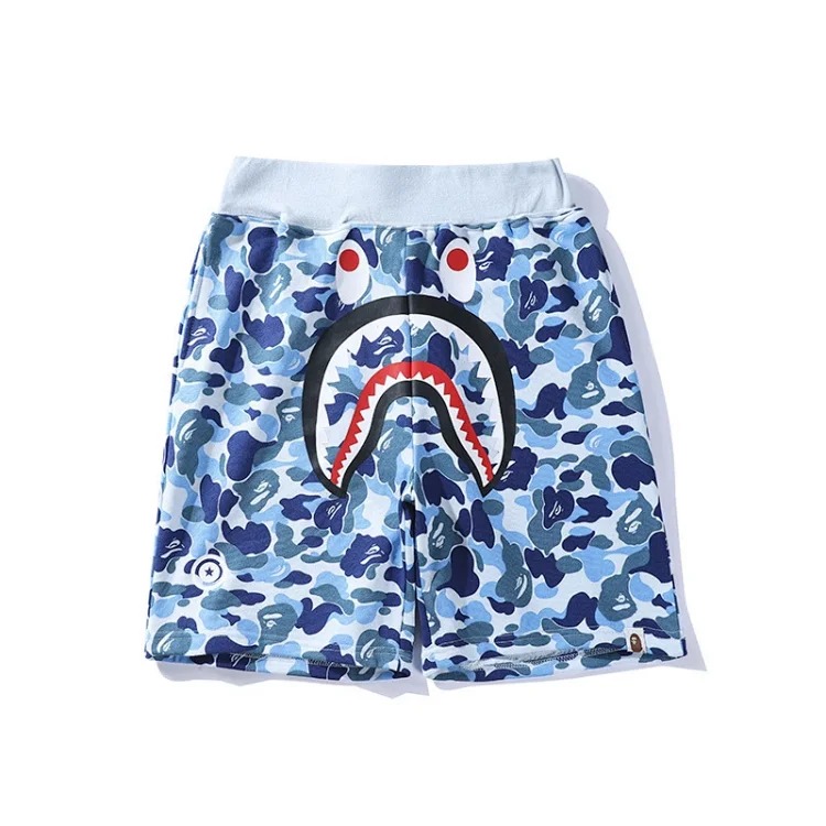 Bape camouflage youth casual shorts mid-pants men's and women's pure cotton luminous beach and sweatpants