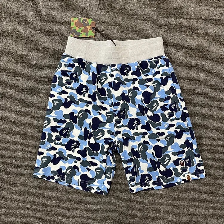 Bape camouflage youth casual shorts mid-pants men's and women's pure cotton luminous beach and sweatpants