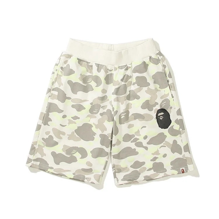 Bape camouflage youth casual shorts mid-pants men's and women's pure cotton luminous beach and sweatpants