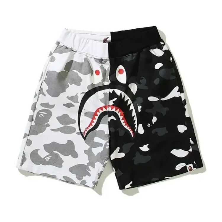 Bape camouflage youth casual shorts mid-pants men's and women's pure cotton luminous beach and sweatpants