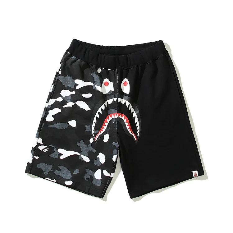 Bape camouflage youth casual shorts mid-pants men's and women's pure cotton luminous beach and sweatpants