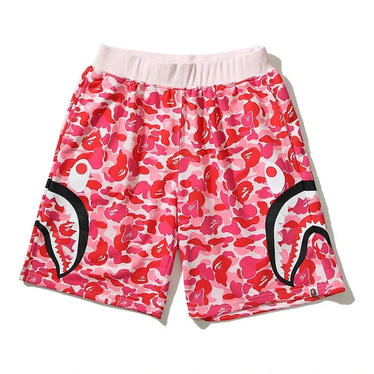 Bape camouflage youth casual shorts mid-pants men's and women's pure cotton luminous beach and sweatpants