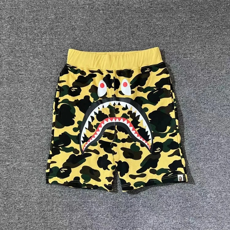 Bape camouflage youth casual shorts mid-pants men's and women's pure cotton luminous beach and sweatpants