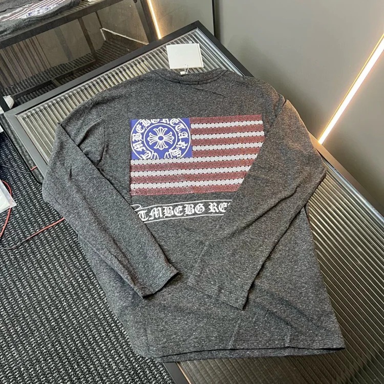 High American flag printed with Sanskrit cross graffiti, heavy raglan sleeve bottoming shirt, long-sleeved sweatshirt