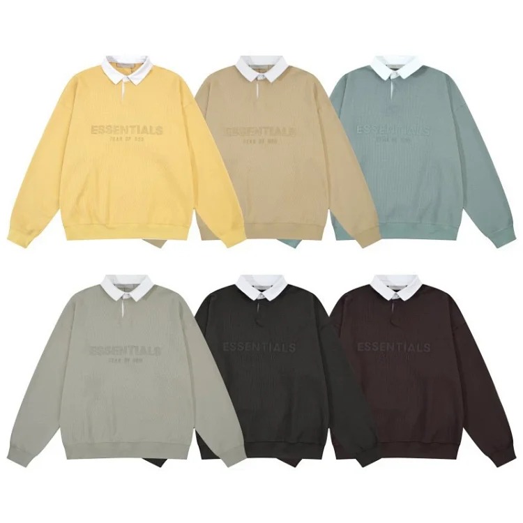Lapel long sleeve collar loose waffle sweatshirt for men and women couples og