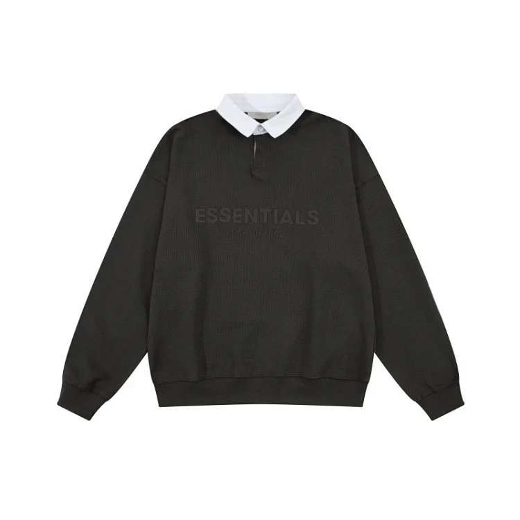 Lapel long sleeve collar loose waffle sweatshirt for men and women couples og