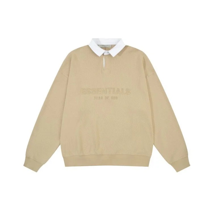 Lapel long sleeve collar loose waffle sweatshirt for men and women couples og