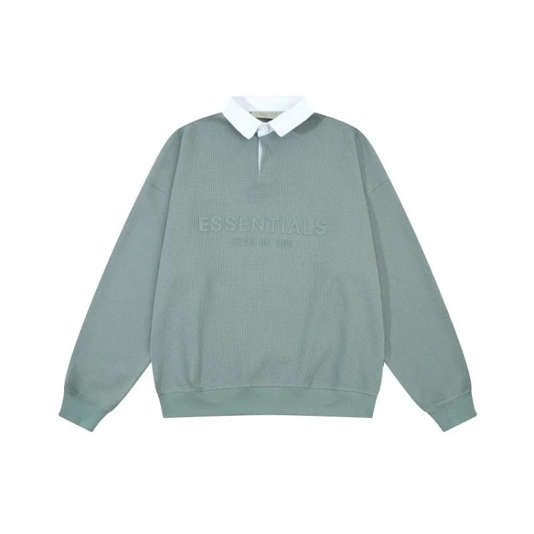 Lapel long sleeve collar loose waffle sweatshirt for men and women couples og