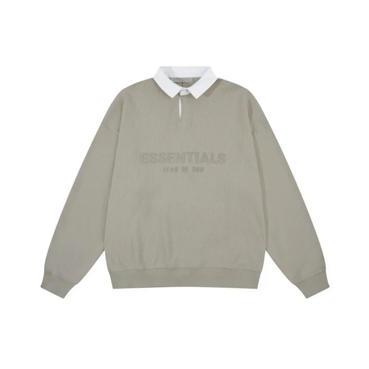Lapel long sleeve collar loose waffle sweatshirt for men and women couples og