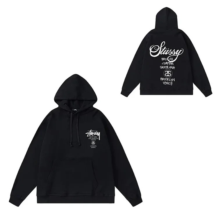 Black 8 niche letters embroidered logo casual loose mens and womens couple sweatshirts(pic33) Black 8 niche letters embroidered logo casual loose men's and women's couple sweatshirts