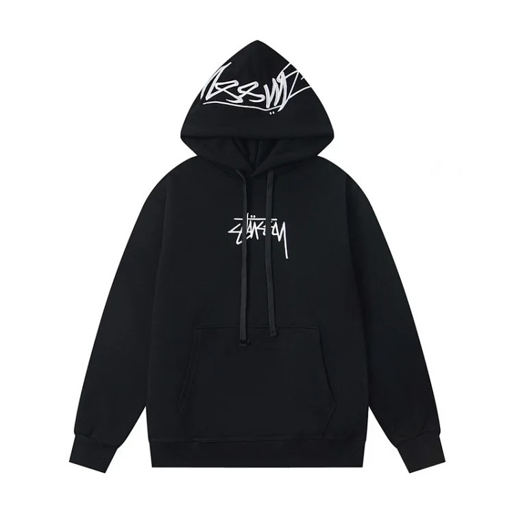 Black 8 niche letters embroidered logo casual loose mens and womens couple sweatshirts(pic36) Black 8 niche letters embroidered logo casual loose men's and women's couple sweatshirts