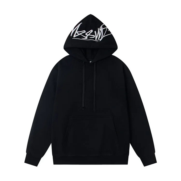 Black 8 niche letters embroidered logo casual loose mens and womens couple sweatshirts(pic6) Black 8 niche letters embroidered logo casual loose men's and women's couple sweatshirts