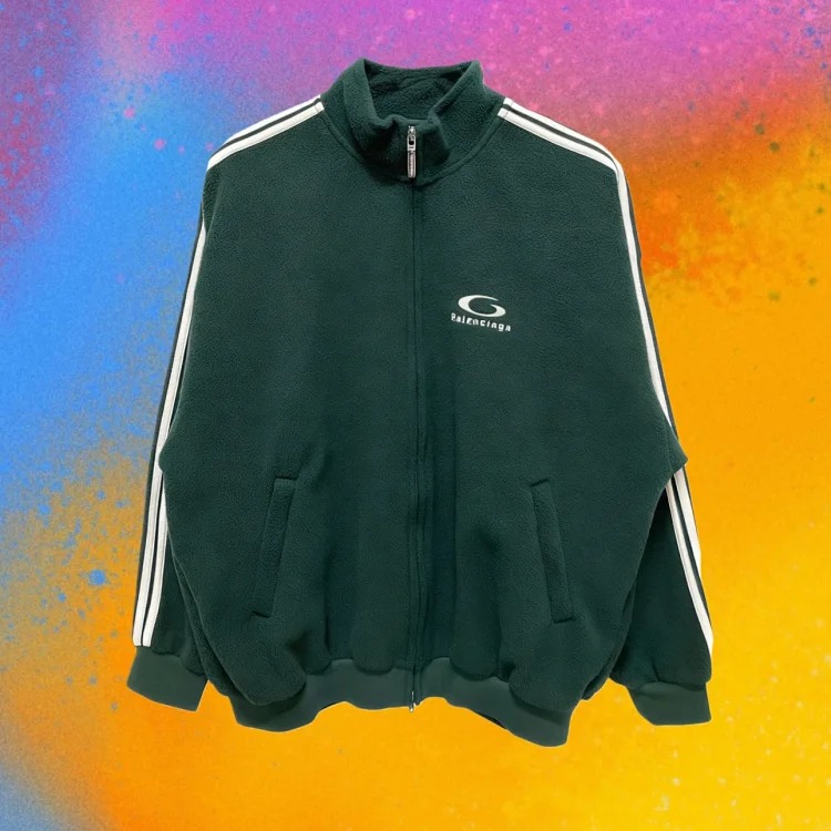 (In stock) Independent 25 dark green circular embroidered lamb velvet jacket/five-bar splicing deconstructed details/custom-woven full polar fleece/3D three-dimensional tailoring