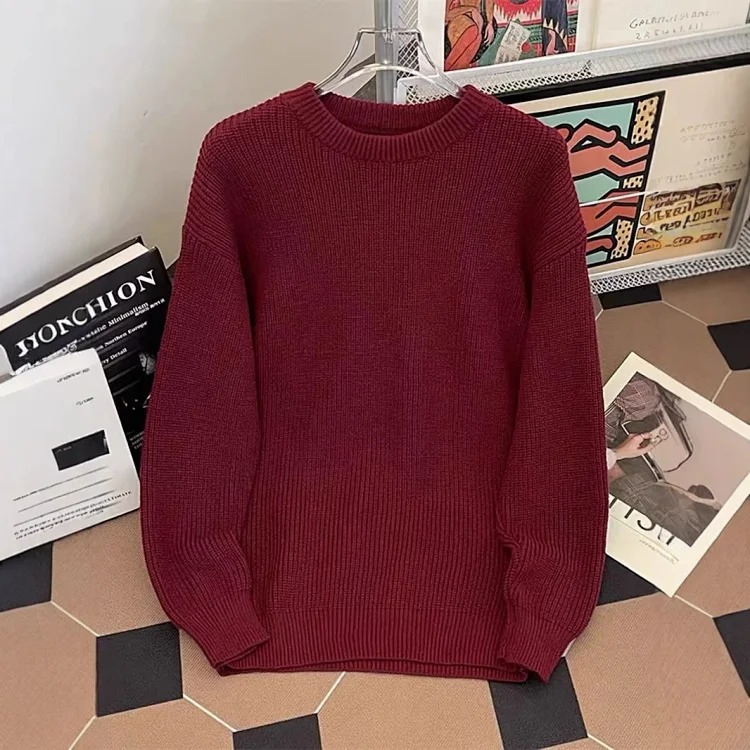 Majia square sweater men's trendy brand fashion simple solid color couple's winter image 4