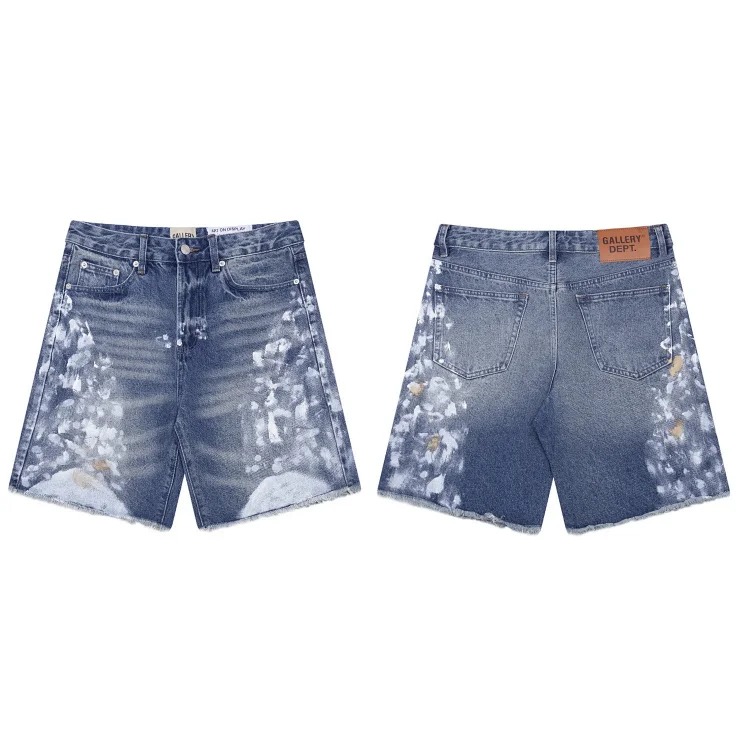 Washed slightly flared black and blue patchwork jeans for men and women trousers and shorts Ga
