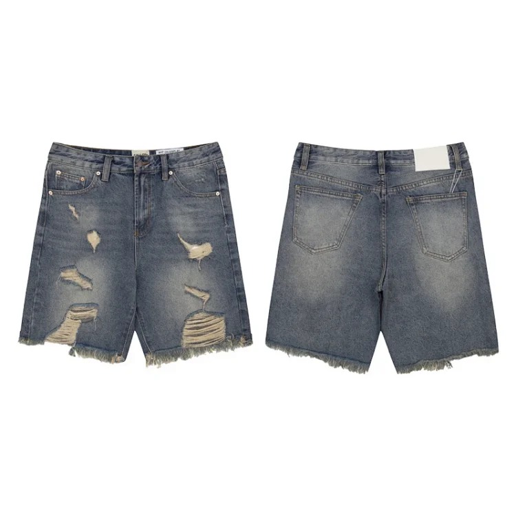 Washed slightly flared black and blue patchwork jeans for men and women trousers and shorts Ga