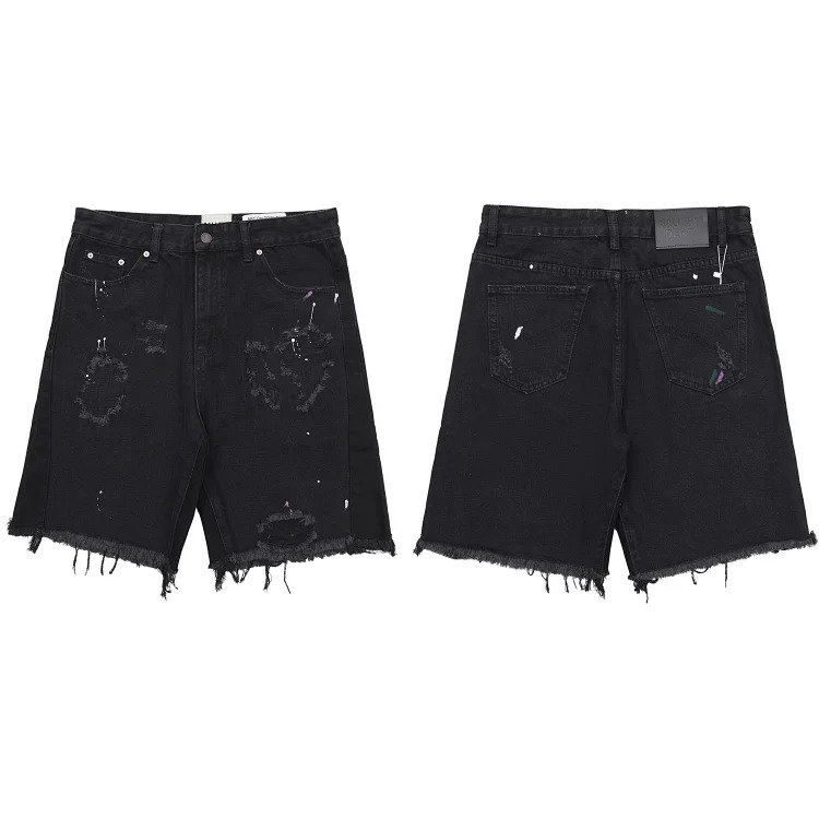Washed slightly flared black and blue patchwork jeans for men and women trousers and shorts Ga
